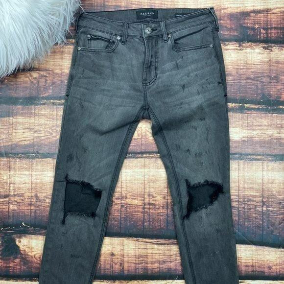 RELISTED Pacsun Black Skinny Jeans Skinniest Destruct Denim - Picture 2 of 11
